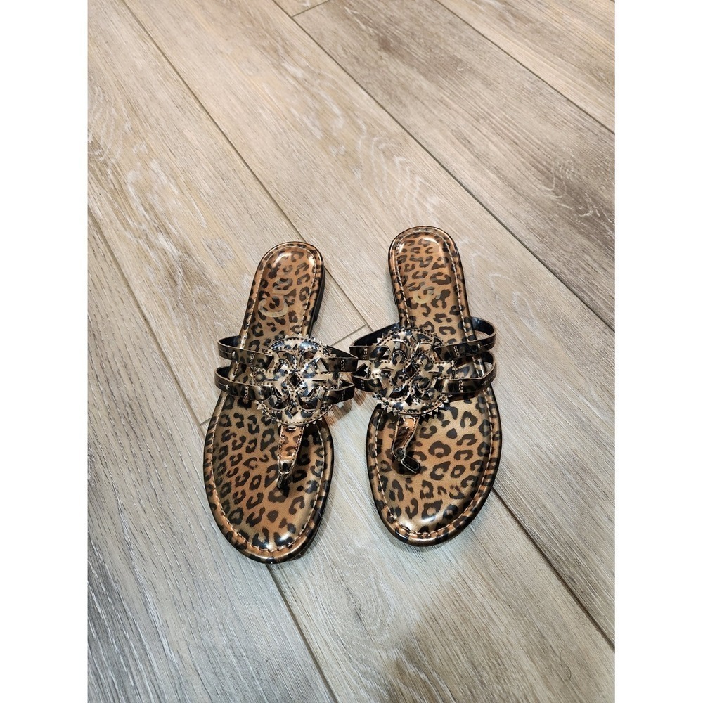 Circus by Sam Edelman Leopard-Print Thong Sandals with Black Gloss Straps